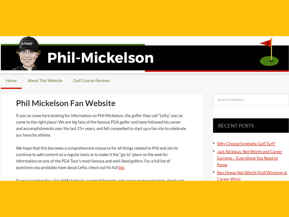 phil-mickelson-homepage Phil-Mickelson.com Homepage Screenshot